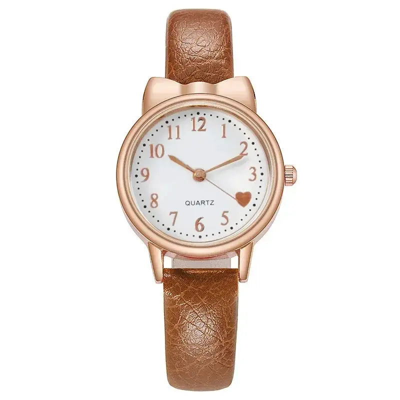 New Fashion Kids Digital Dial Girls Watch Leather Strap Quartz Movement Durable Timepiece Gift