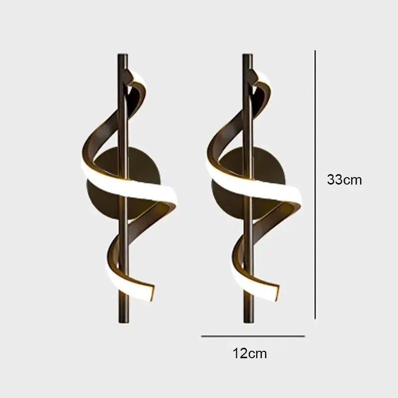 Simples Market Lustre LED pendant lights; two bronze spiral hanging lamps with white LED ribbons, 33cm tall, 12cm wide