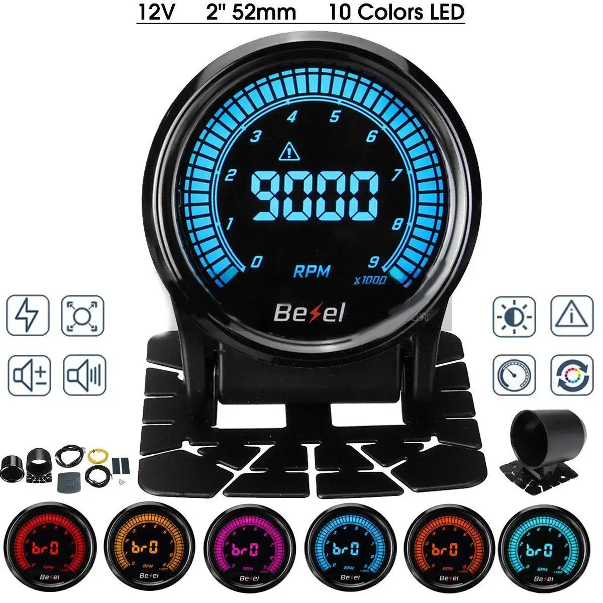 52mm Water Temp Oil Temp Volt Tachometer EGT Air Fuel Ratio Gauge