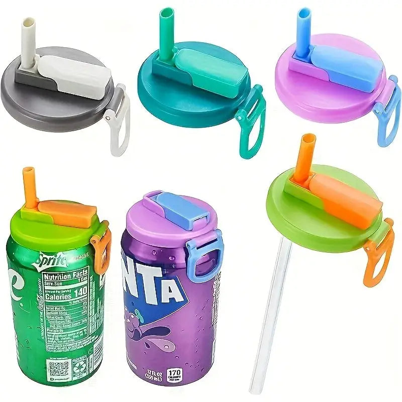 Reusable Soft Drink Can Lid For Beverages And Juices With Straw Eco Friendly Spill Proof Cap