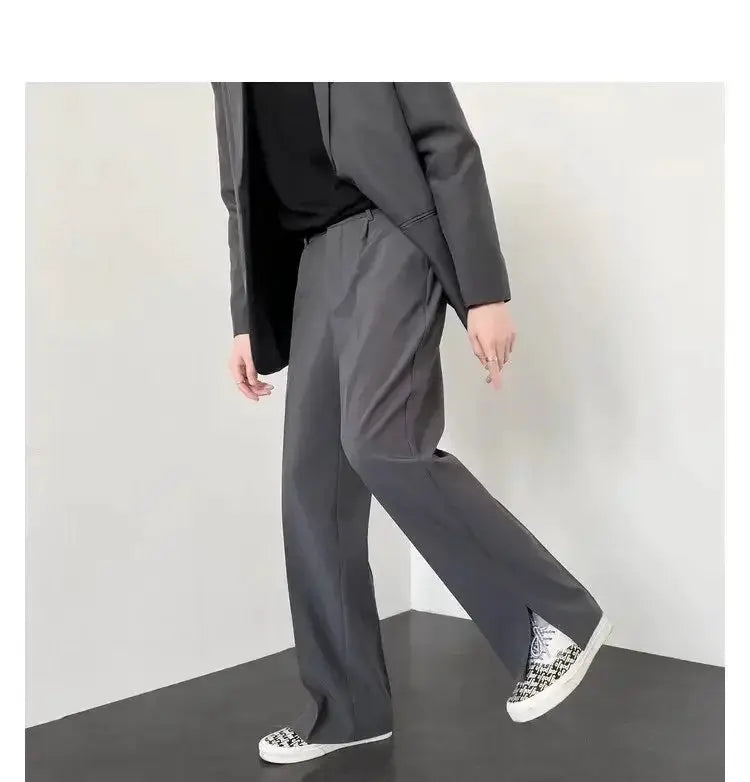 Men's straight baggy pants in gray, casual streetwear style