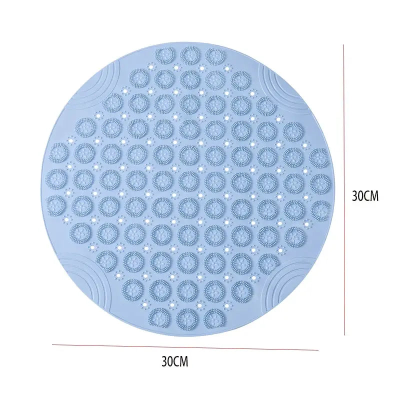 Round PVC Bath Mat With Drain Hole For Non Slip Safety Silicone Backing And Foot Massage Surface