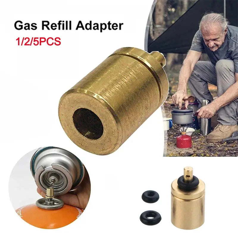 Gas refill adapter set by Simples Market, brass cylindrical connector with O-rings for butane canisters (1/2/5 pcs)