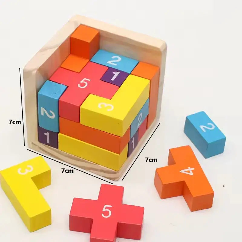 3D Luban Interlocking Cube Puzzle Wooden Educational Toy for Children Brain IQ Development and Early Learning Gift
