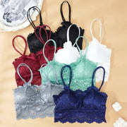 Lace bralette set in 9 colors: black, burgundy, white, mint, teal, gray, royal and navy blue; wireless lace lingerie