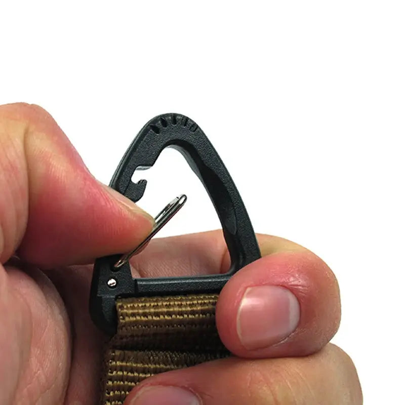 Simples Market nylon glove hook with carabiner and tan webbing strap