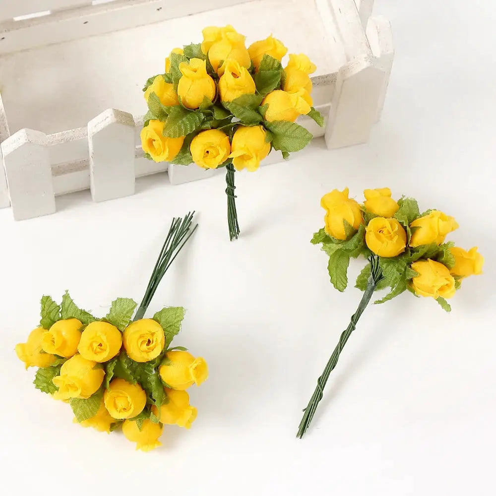 12 Pieces Mini Artificial Rose Bouquet Silk Roses for Home Decor and Wedding Decor Craft Wreath Gift
