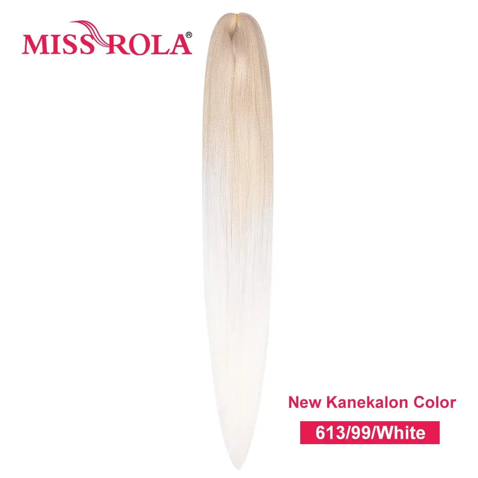 Miss Rola 30-inch Kanekalon hair braid, pre-stretched yaki straight, ombre blonde to white