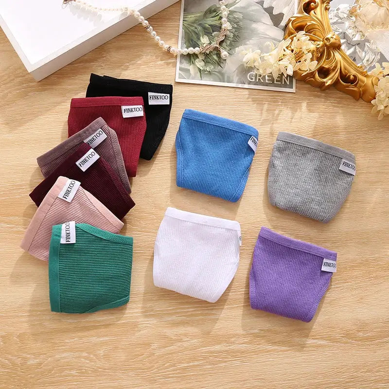 7-pc women's cotton seamless low-rise panties set in assorted colors Finetoo tags
