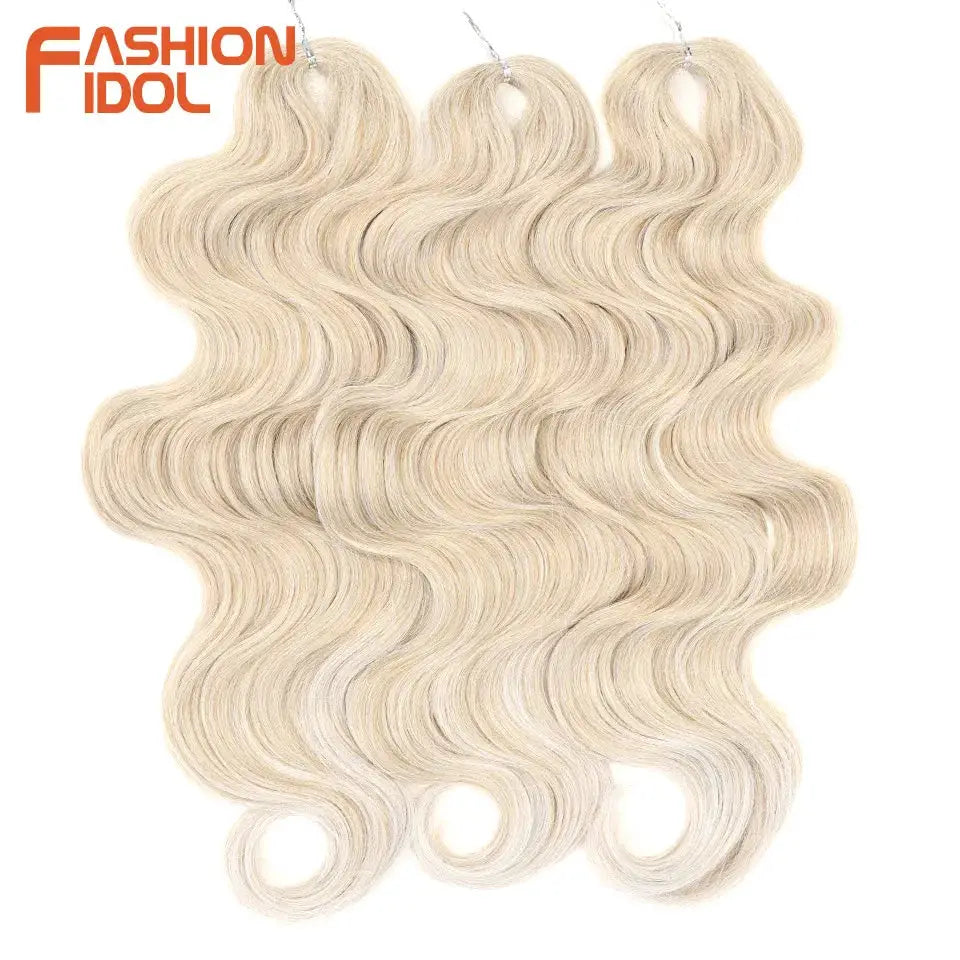 Crochet hair extensions Fashion Idol, soft body wave, 24in, 3pcs, blonde ombre