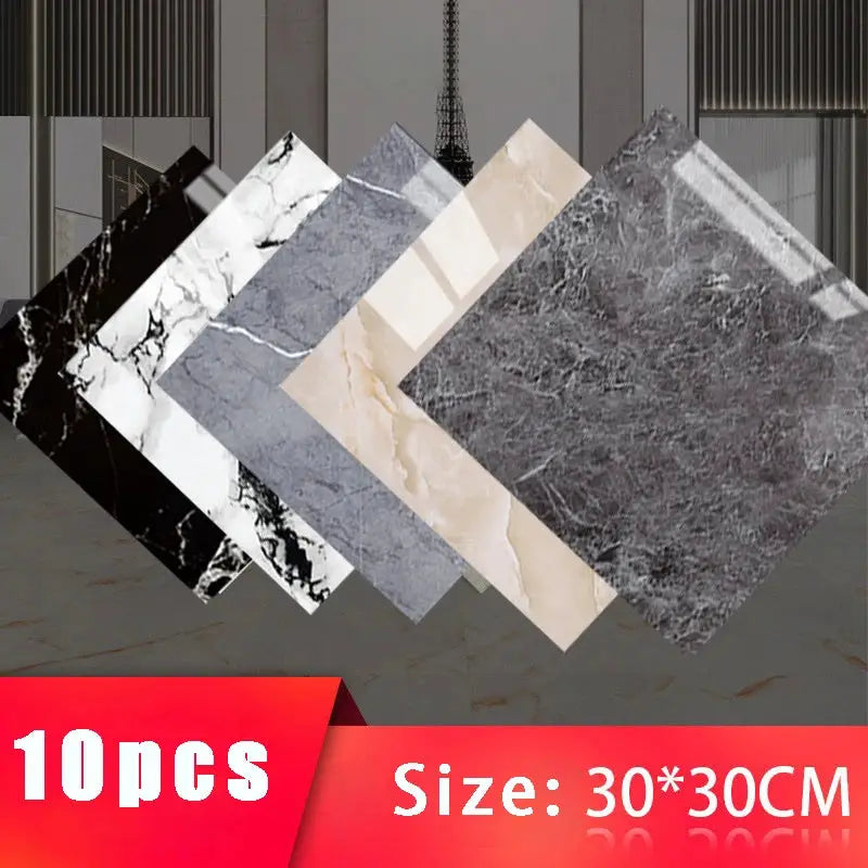 Simples Market imitation tile 3D wall stickers set of 10 marble-pattern tiles, 30×30 cm