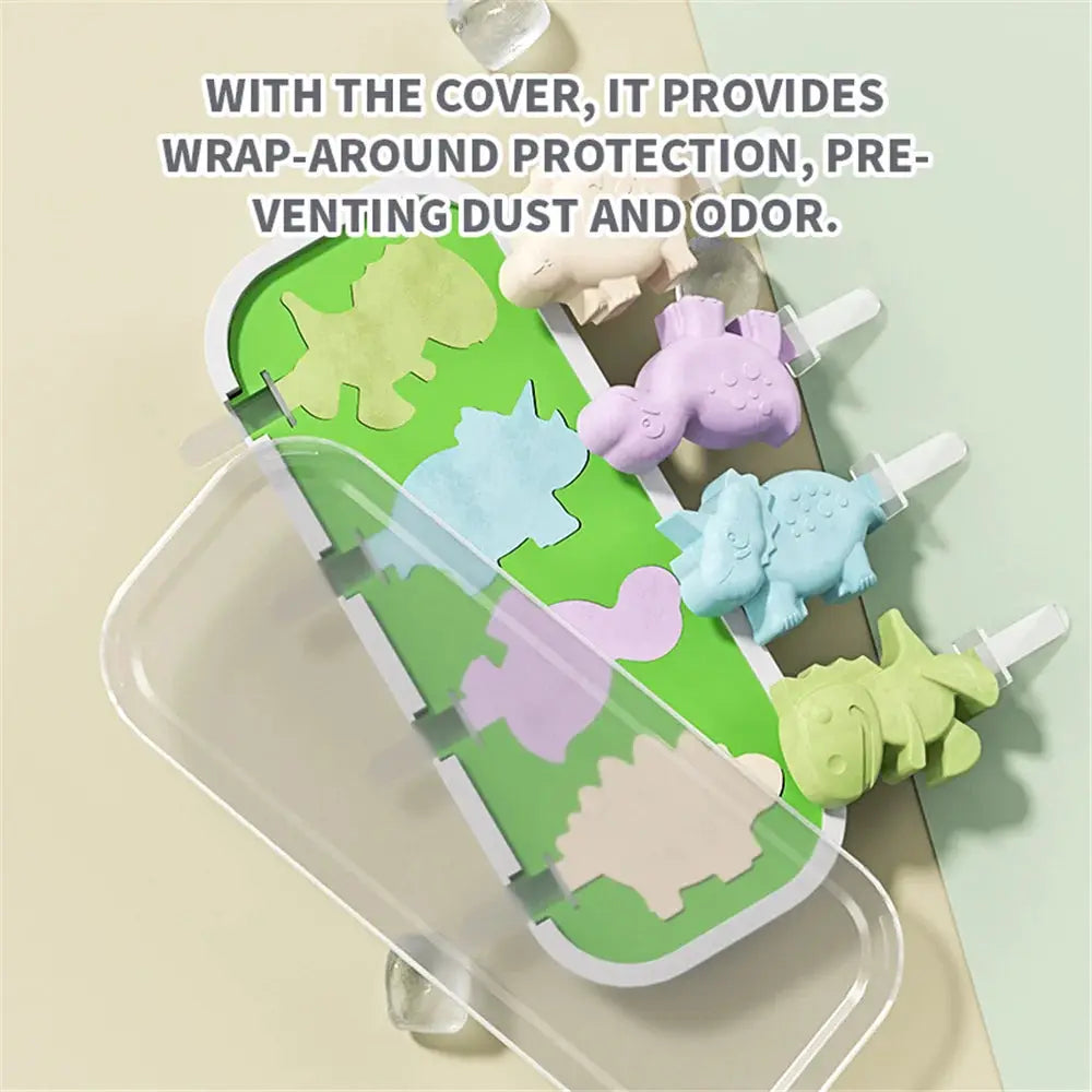 Dinosaur Silicone Ice Cream Mold With Lid And Sticks For DIY Popsicles Kitchen Mould