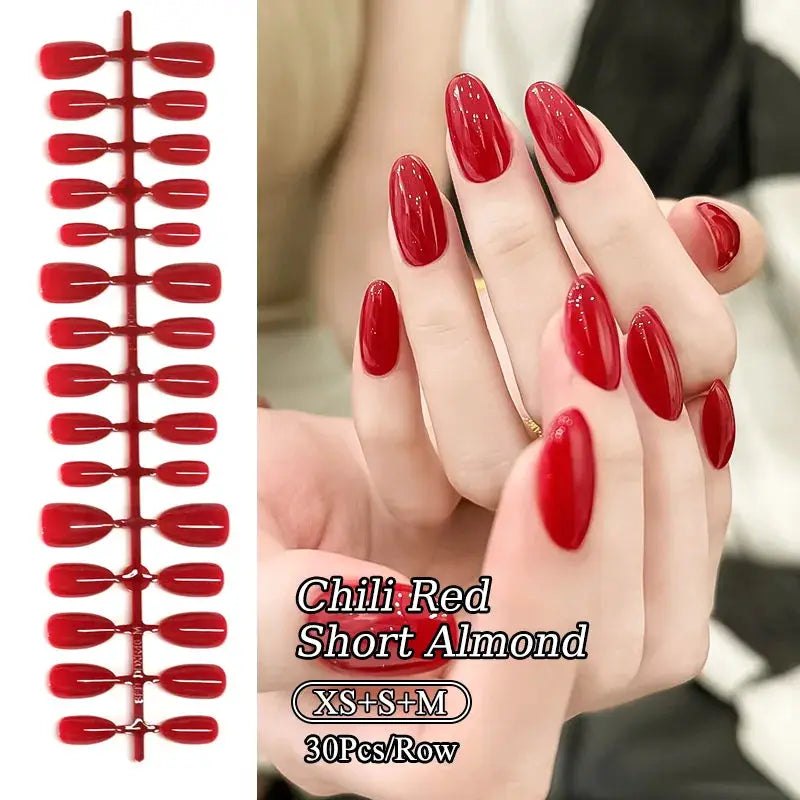 GlamNail Matte Nude Press On Nails Full Cover Easy Quick Extension 30 Piece Set For At Home Manicure