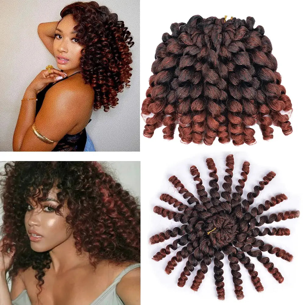 Simples Market synthetic ombre braiding hair with jumpy wand curls for crochet braids, 4-piece brown ombre collage