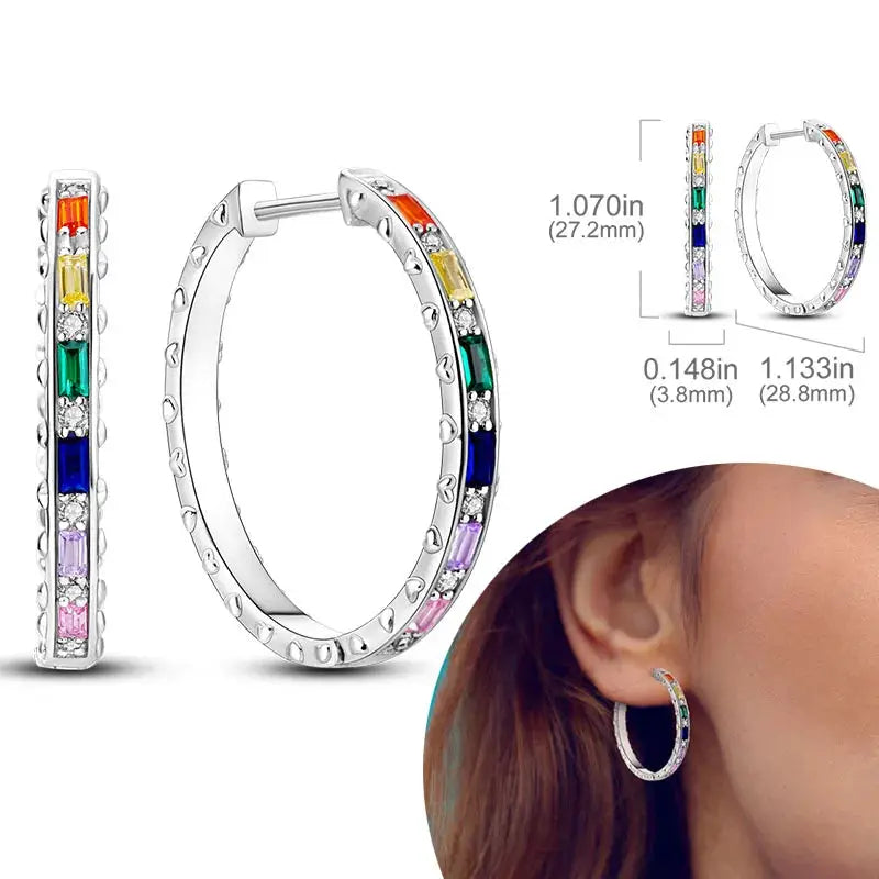 925 Sterling Silver Hoop Earrings Hypoallergenic Zirconia Hoops For Women Girls High Quality Fashion Jewelry