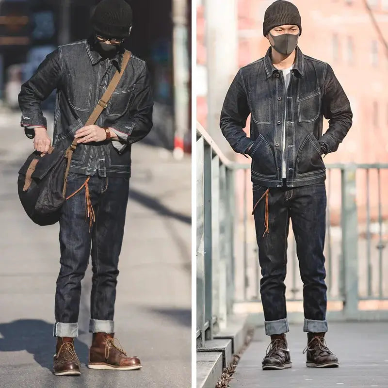 Maden Vintage 14oz Selvedge Denim Jeans Paris Buckle Straight Fit