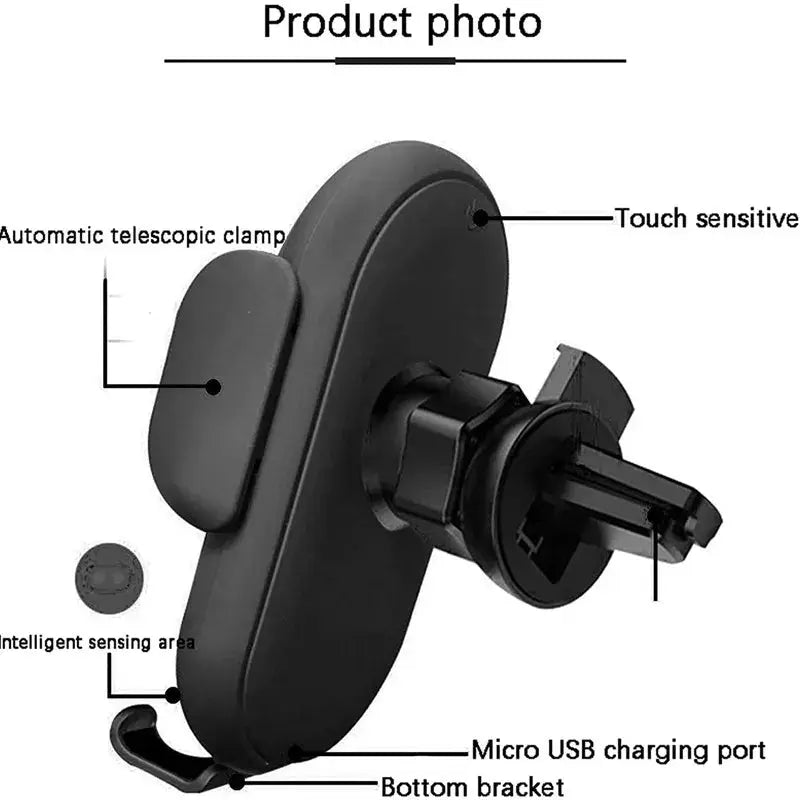 VIKEFON Wireless Car Charger Mount for Air Vent, Rotating Phone Holder With Fast Infrared Wireless Charging