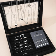 51 Piece Silver Color Chic Jewelry Set For Women With Butterfly Heart Pearl Necklaces Earrings And Rings To Match Outfits
