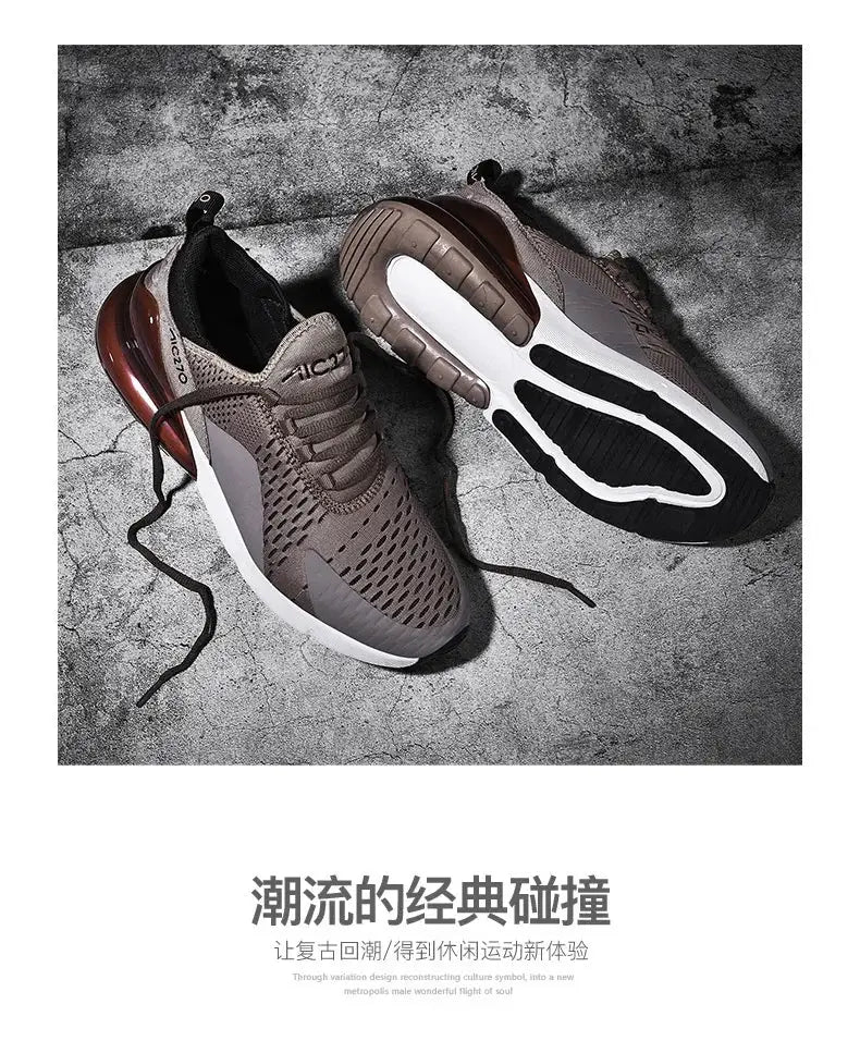 Men's Simples Market sneakers, taupe mesh upper with breathable design, white midsole and black outsole, pair