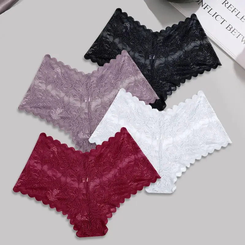 4pc lace floral boyshorts underwear set in assorted colors
