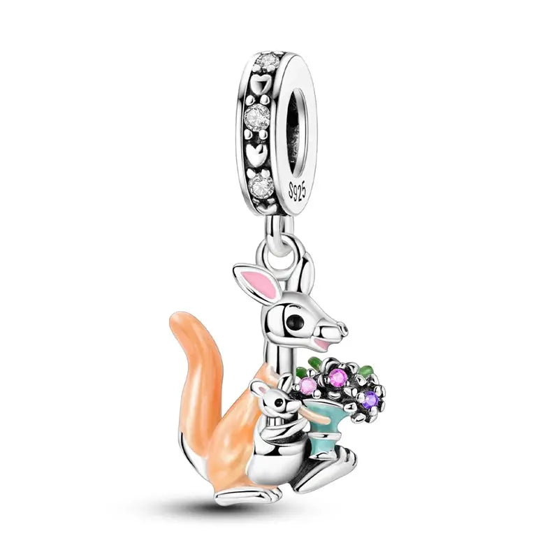 Mother's Day 925 Sterling Silver Heart Charms Beads Dangle For Bracelets Love Mom Jewelry Gift