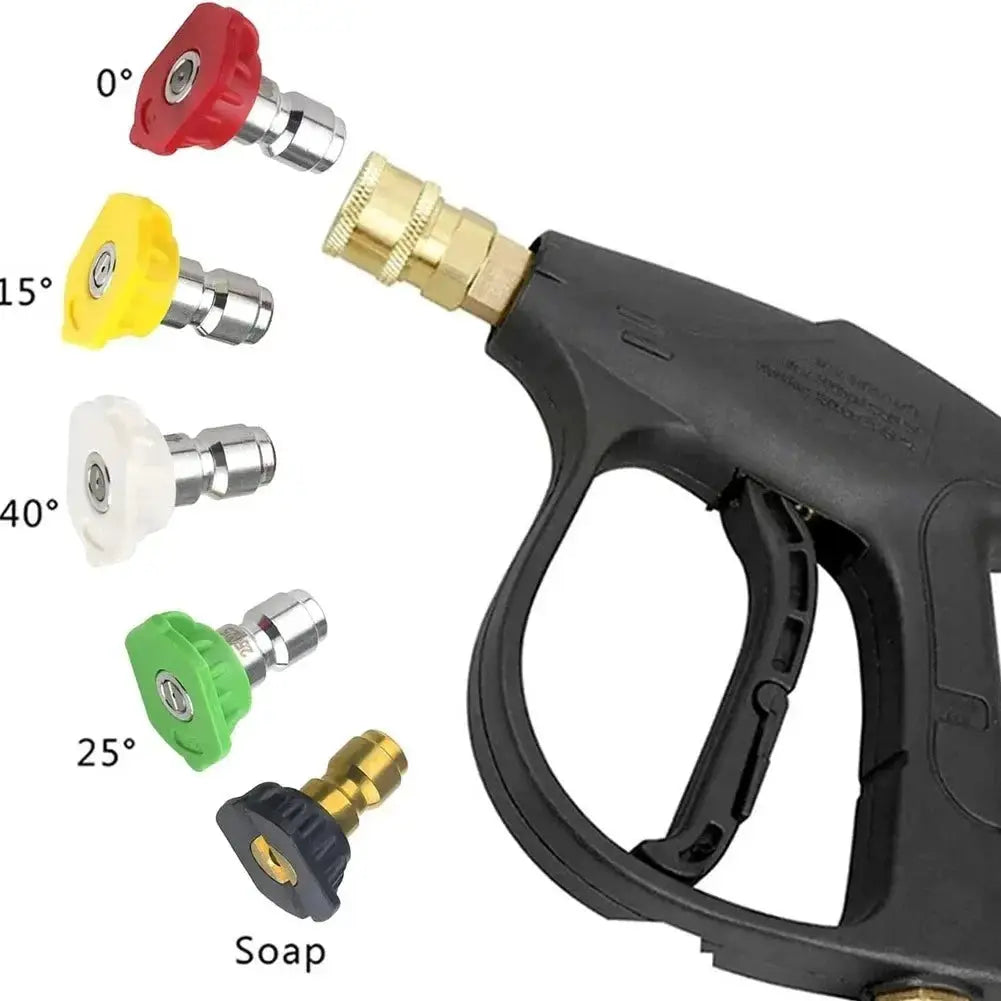 High Pressure Spray Nozzle Set For Garden Washing Quarter Inch Quick Connection Five Piece Adjustable 0 To 40 Degrees