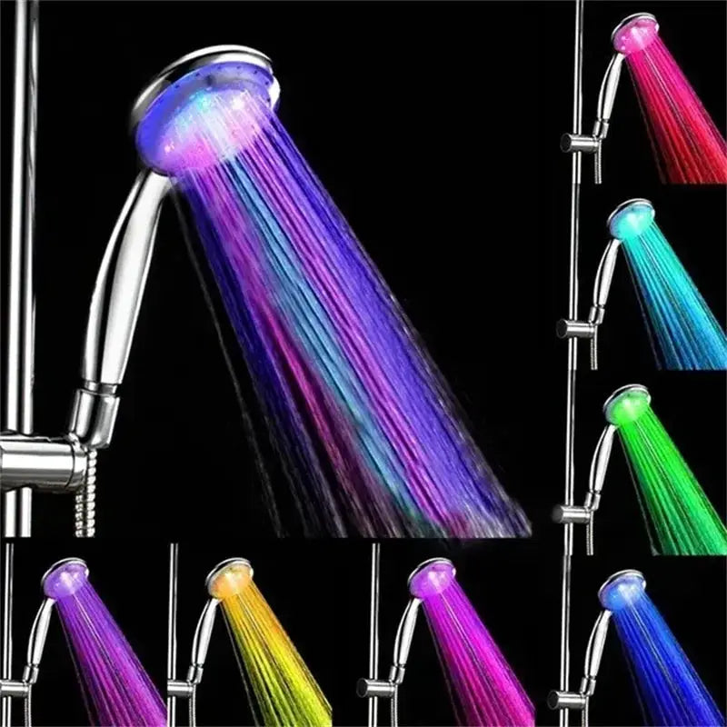 LED shower head by Simples Market with 7-color changing rainbow rainfall spray