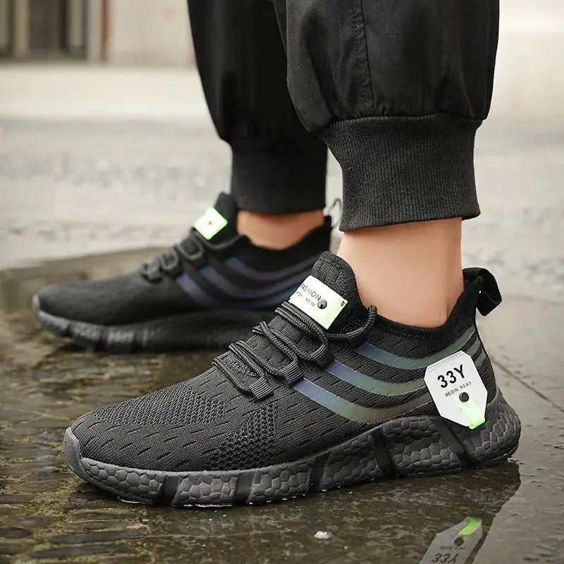 Mens Casual Sport Shoes Black Breathable Lightweight Mesh Sneakers For Running And Walking Outdoor