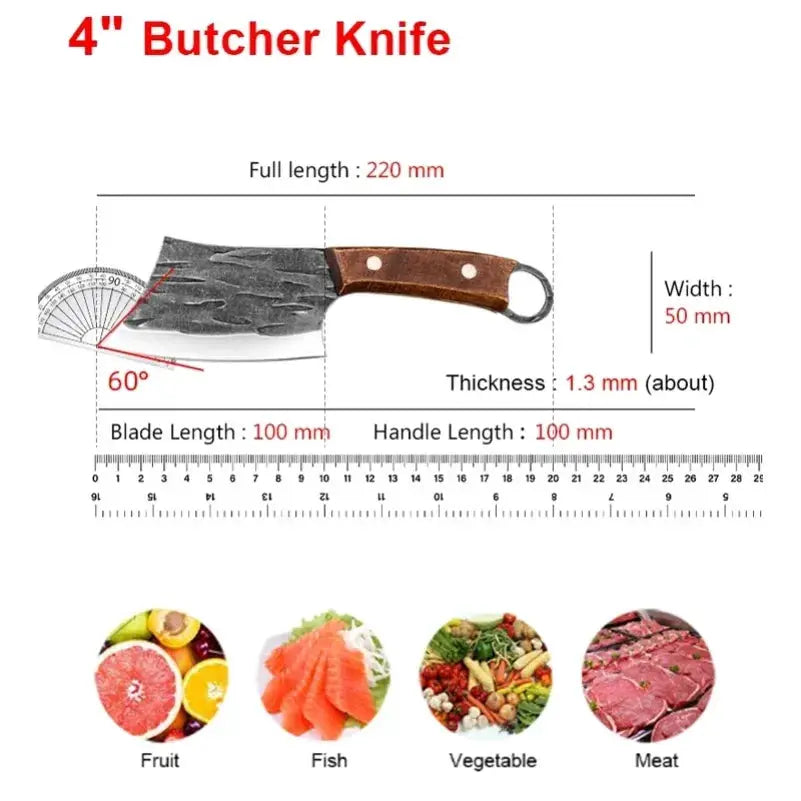 Professional Cleaver Knife For Slicing Fish Meat And Vegetables With Stainless Steel Blade And Wooden Handle