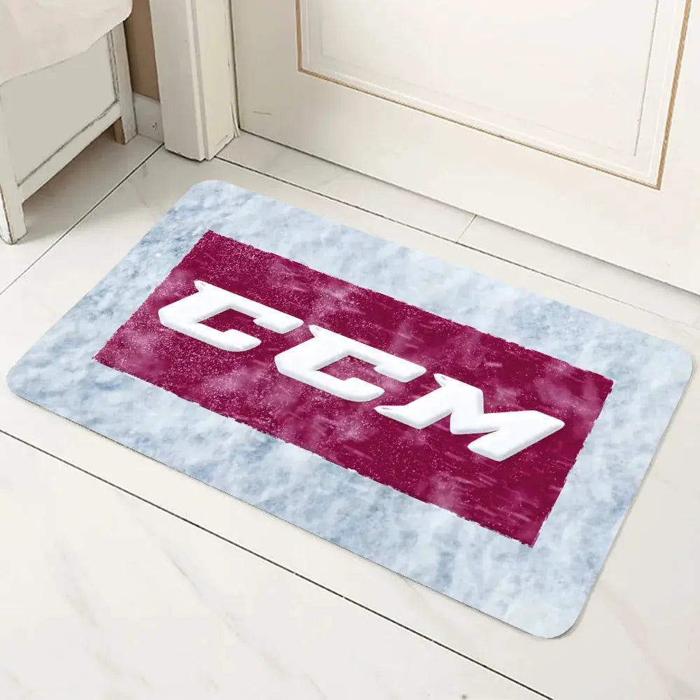 CCM Retro Ice Hockey Logo Non Slip Microfiber Doormat All Season Durable Washable Floor Mat For Entrance Bath Kitchen