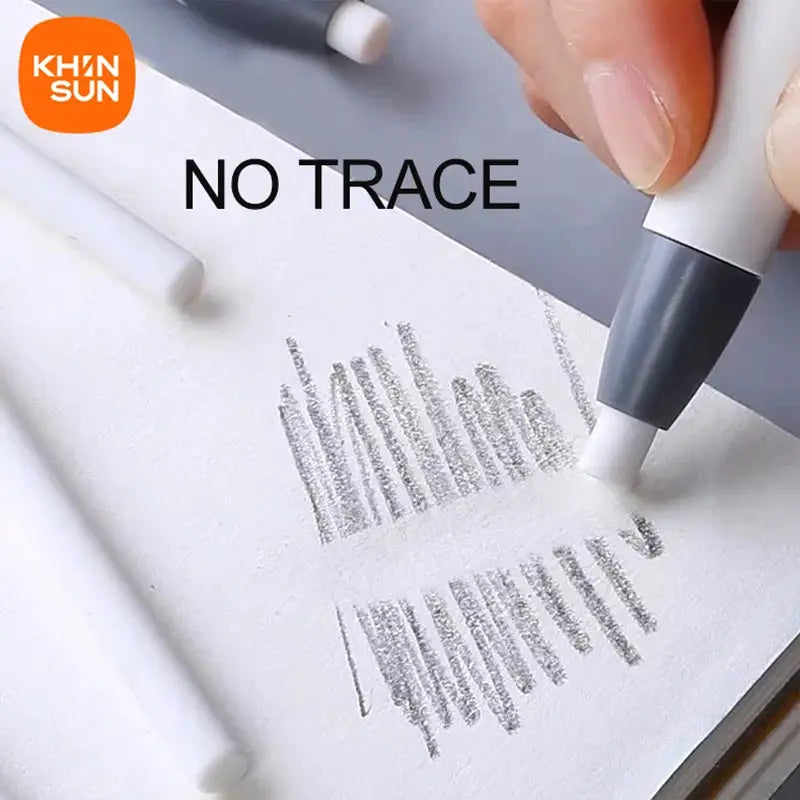 KHINSUN retractable pencil eraser pen, white with gray grip, Simples Market