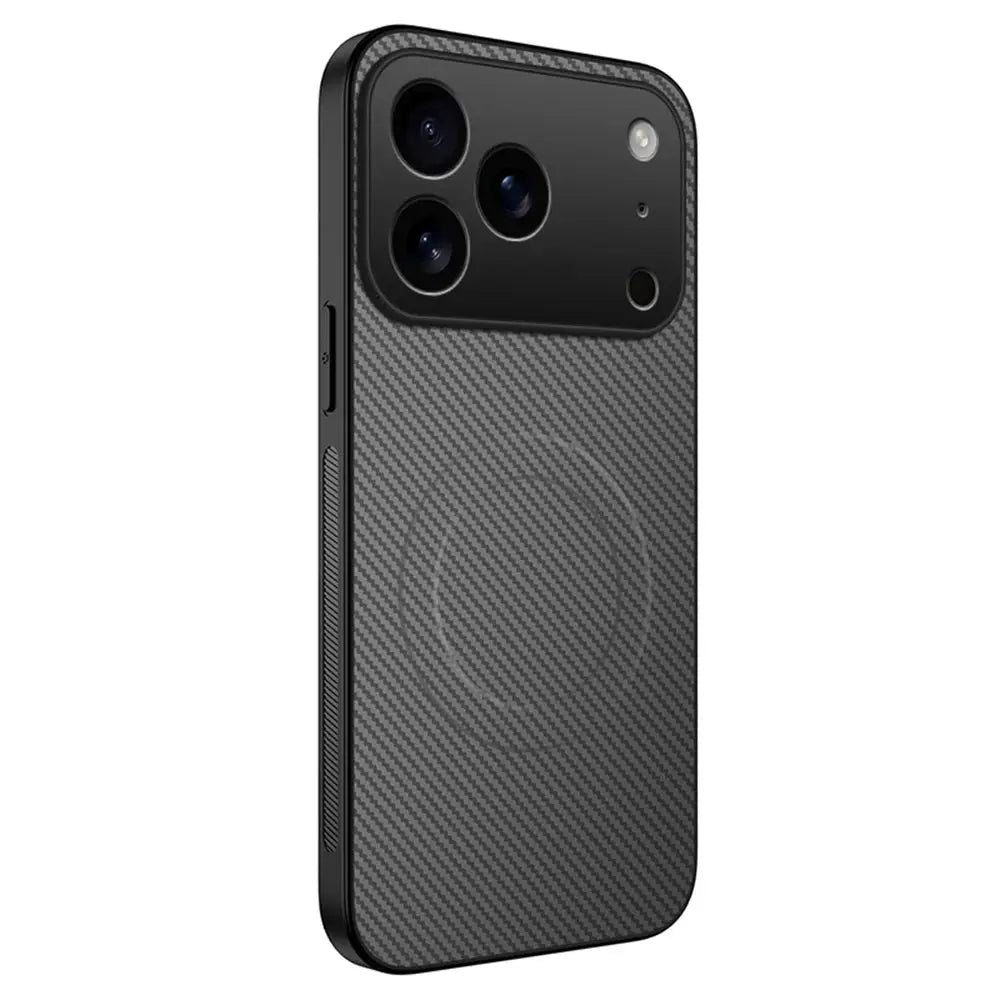 Simples Market ultra-thin carbon fiber magnetic leather iPhone case for 13–17 Pro Max with MagSafe
