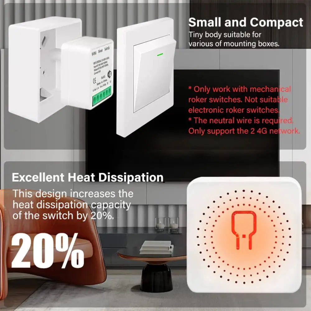 Simples Market Zigbee 16A 1CH/2CH Smart Switch Breaker; compact white mini smart relay for Tuya Alexa Google Home