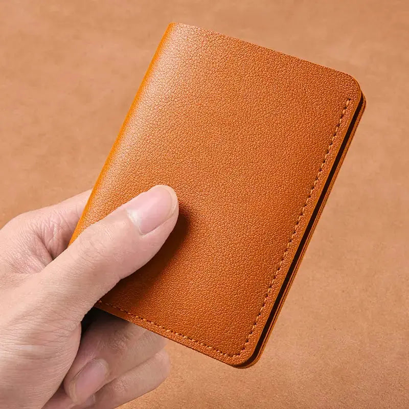 Simples Market Classic PU leather small wallet, tan brown, ultra-thin card holder, coin purse