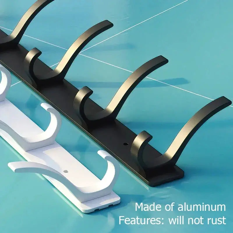 Black White Folding Robe Hooks Aluminum Wall Rack for Bathroom