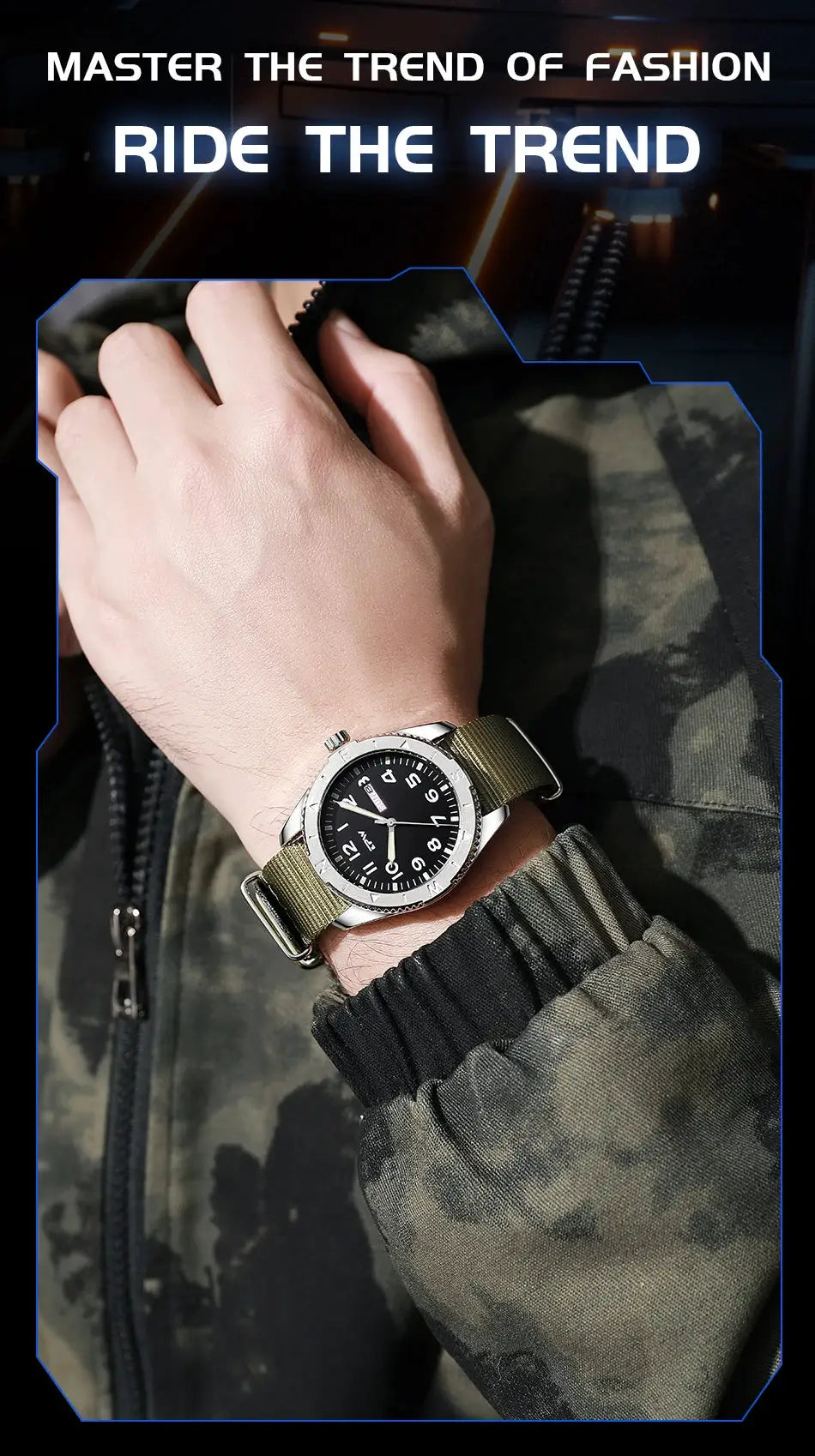 Simples Market 2026 TPW 40mm Field Watch with olive fabric strap and black dial