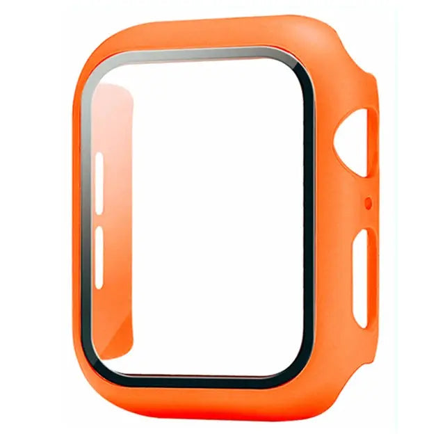 Orange Apple Watch case with glass screen protector for 40–46mm models