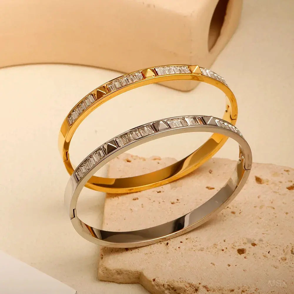 Stainless Steel Zirconia Bracelet For Women Fashion Jewelry Bangles Elegant Accessory