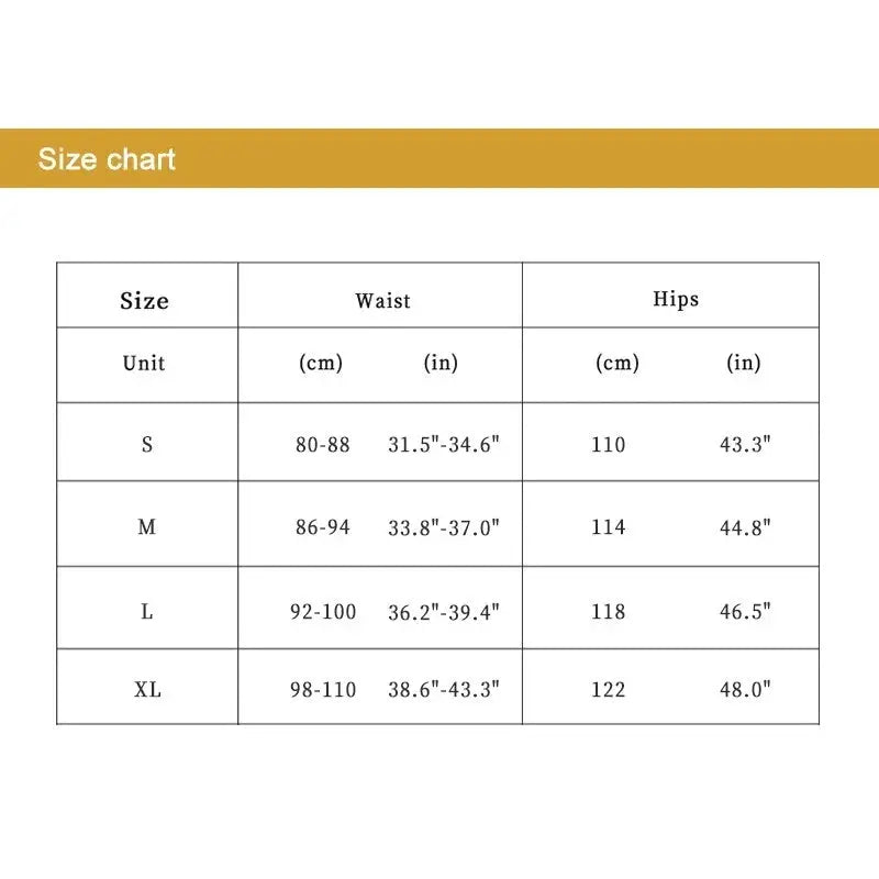 Men's underwear size chart with waist and hip ranges for S–XL (Simples Market)