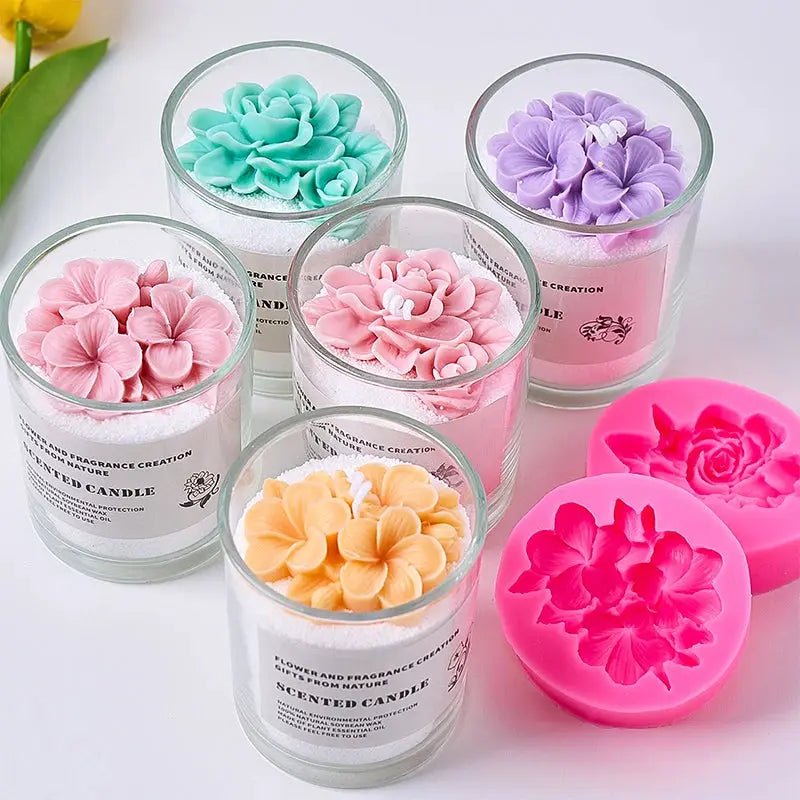 Frangipani Gardenia Flower Silicone Candle Mold For DIY Soap Soy Wax Scented Candles Plaster Ornaments Molds Home Decor - Simples Market