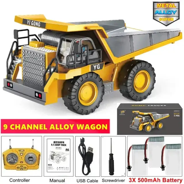 4WD Remote Control Excavator And Bulldozer Set 4x4 Alloy Dump Truck RC Car Construction Vehicle Toy For Kids