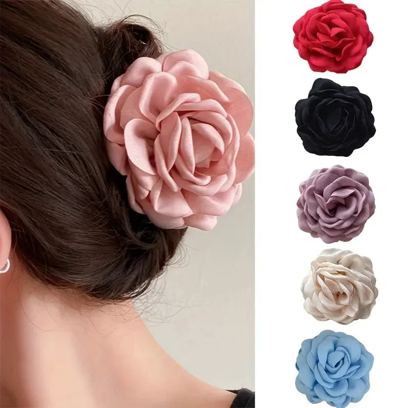 LuxeHair Stereoscopic Rose Hair Clips For Women Sturdy Back Of The Head Shark Clips Fashionable Hair Accessories