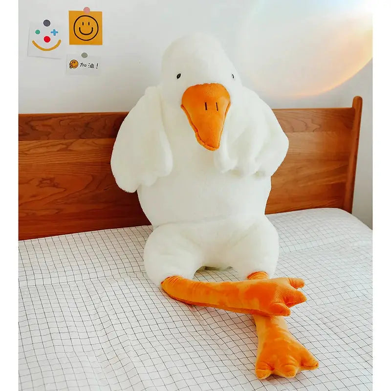 90 to 190cm Large White Goose Plush Throw Pillow Toy For Bed Decor Gift For Girls Cozy Sleep Companion
