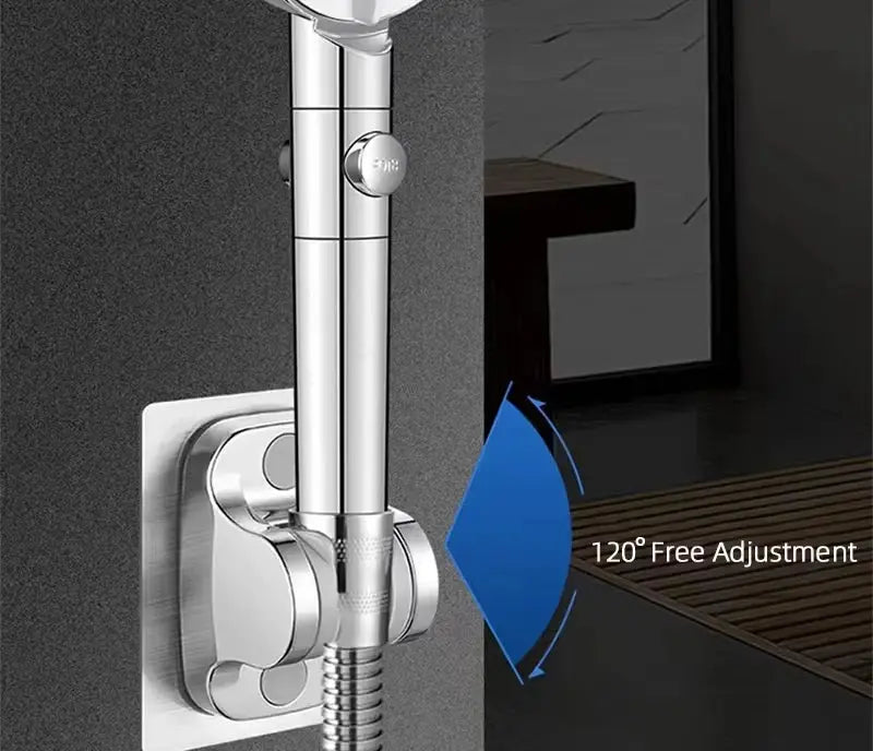 Simples Market chrome universal shower head holder with punch-free suction cup, 120° adjustable wall mount
