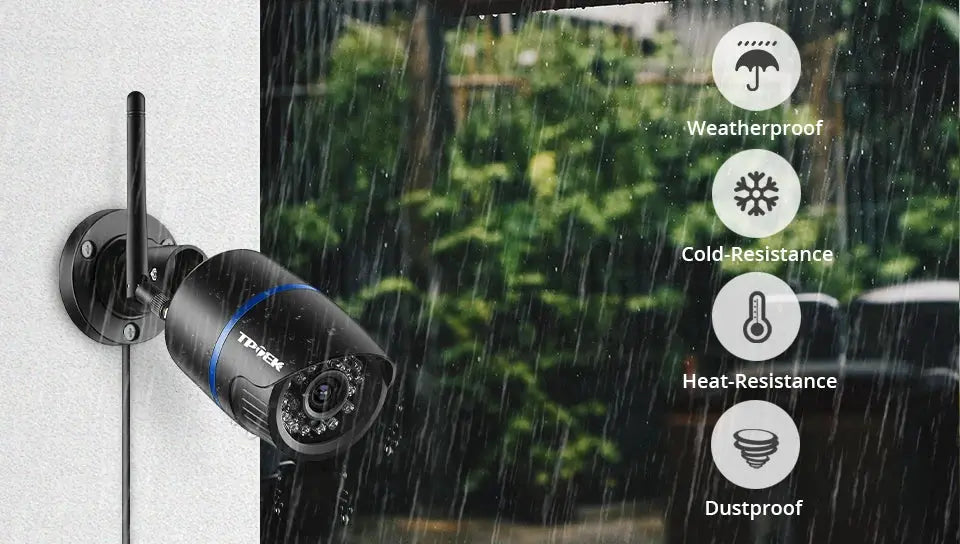 Outdoor black 4MP IP WiFi bullet security camera with weatherproof housing and wall mount