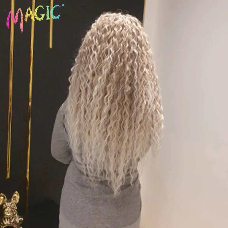 Magic Ariel Curl crochet hair by Simples Market, ombre blonde deep wave braid extension, 22in