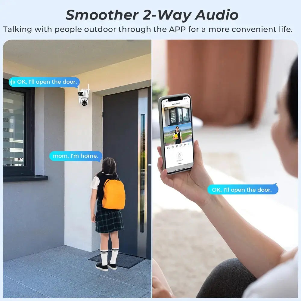 BESDER 4K outdoor PTZ WiFi security camera with dual lenses and app control