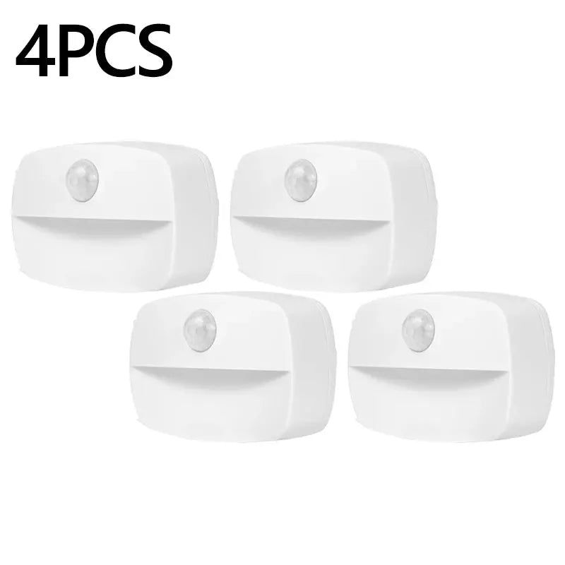 Simples Market LED motion-sensor night light 4-pack, wireless battery-powered white cabinet/bedside lamp