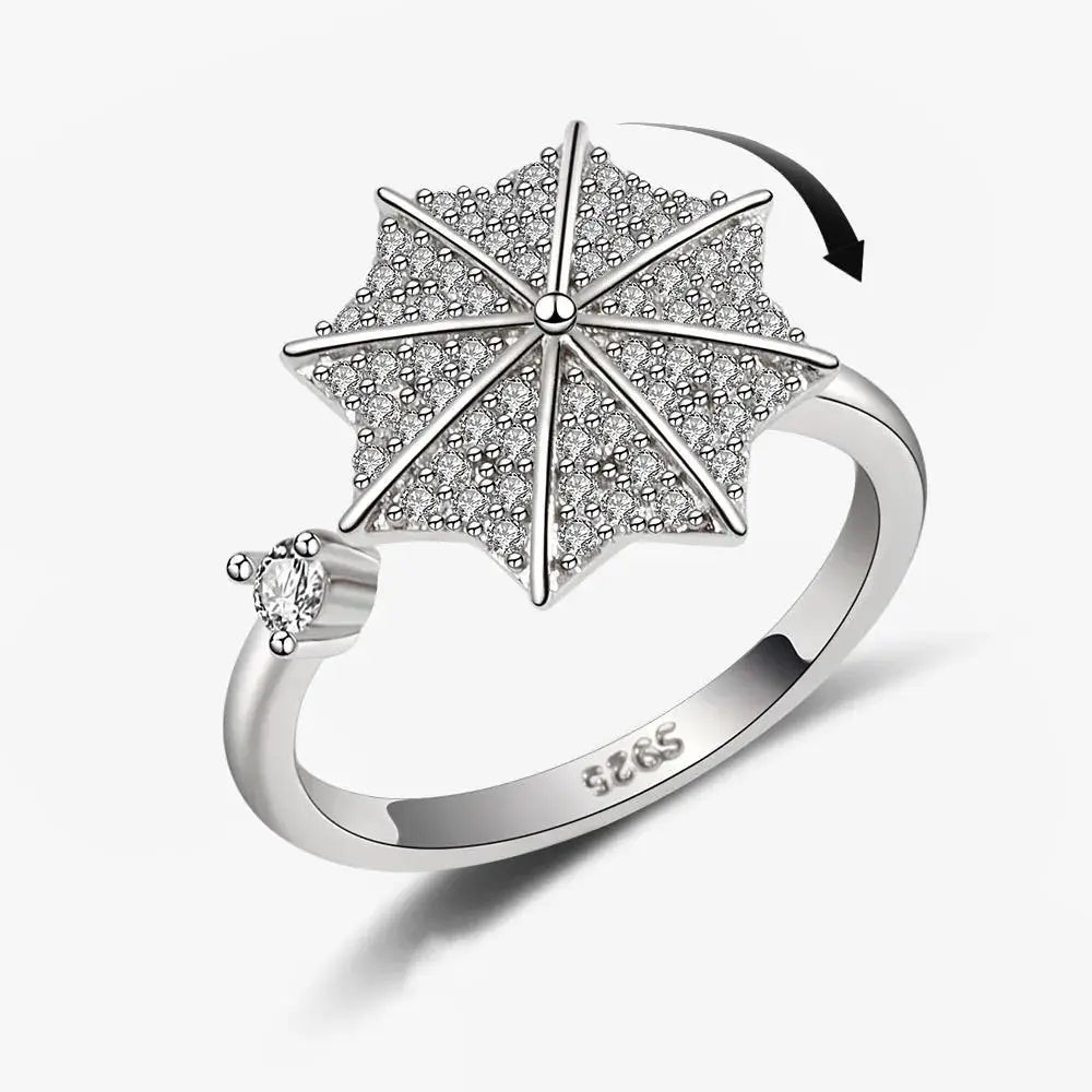 SMJEL Fidget Spinner Ring for Women Crystal Flower Eye Butterfly Animal Motifs Stress Relief Wedding Jewelry
