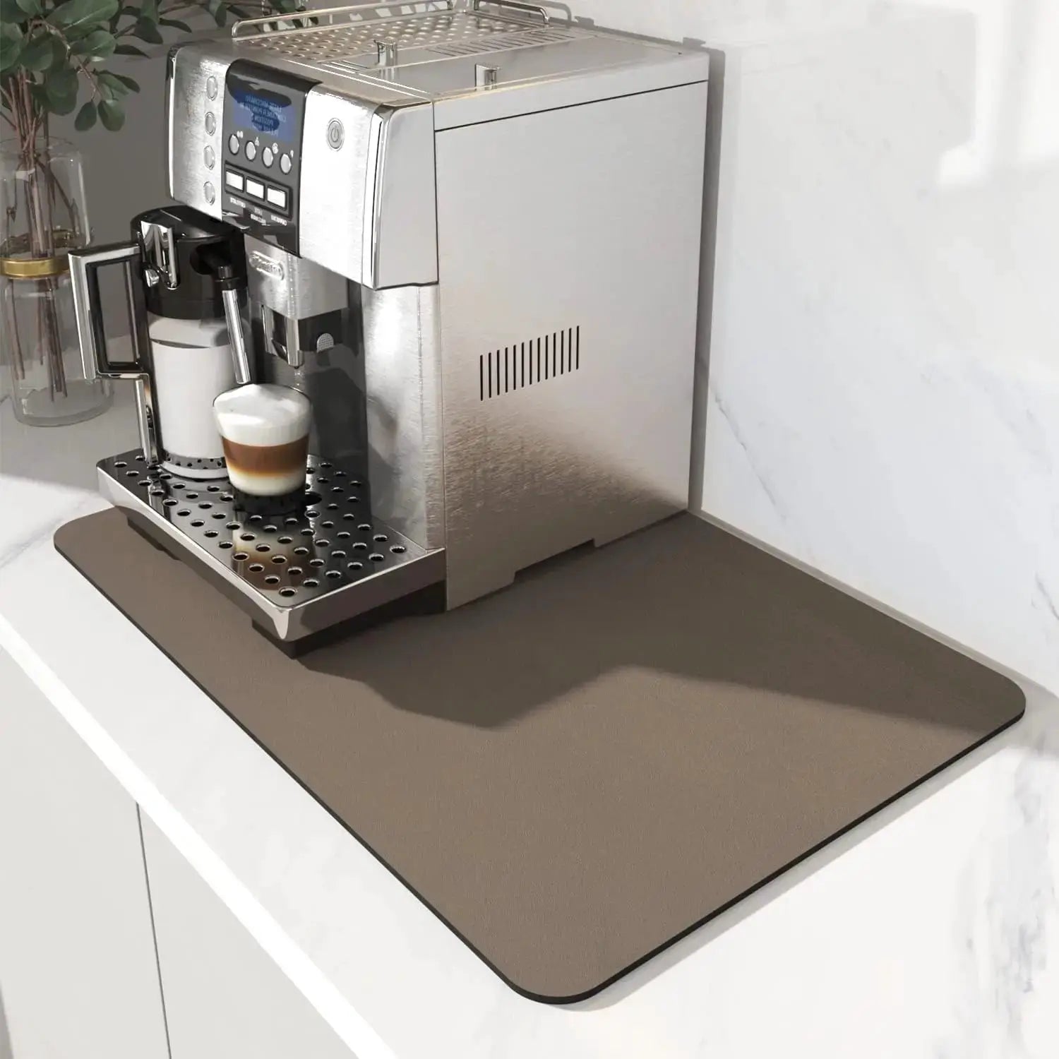 Coffee Machine Mat With Rubber Backing Water Absorbent Dish Drying Pad For Kitchen Worktop Drainage And Home Decor